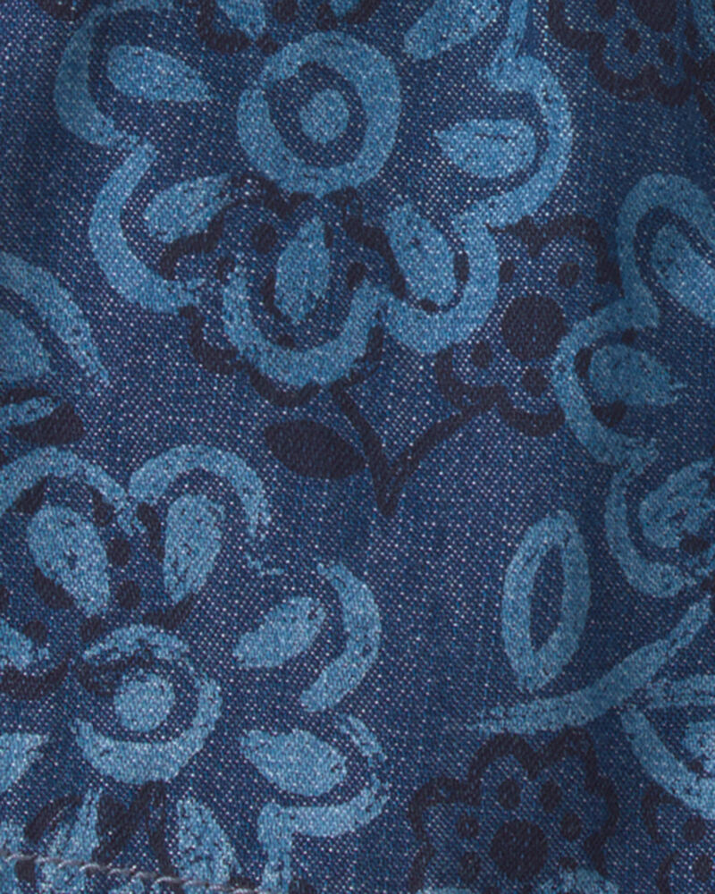 Baby Girl Floral Denim Shorts - Dark Wash, image 3 of 4 slides