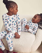 Kids 2-Piece Stitch Christmas 100% Cotton Snug Fit Pyjama Set - Ivory, image 3 of 4 slides