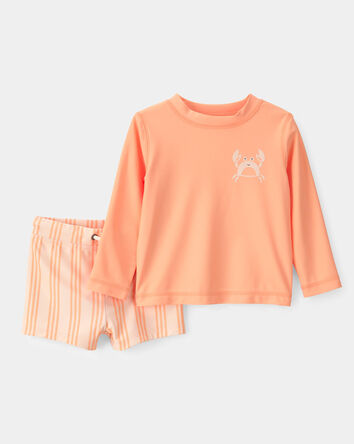 B&eacute;b&eacute; gar&ccedil;on - Ensemble 2 pi&egrave;ces maillot dermoprotecteur &agrave; manches longues - Orange, 