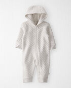 Baby Quilted Double Knit Hooded Jumpsuit Made with Organic Cotton, image 1 of 4 slides