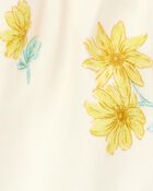 Baby Girl Floral Print 2-Way Zip Cotton Sleeper Pyjamas - Cream, image 2 of 3 slides
