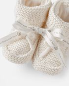B&eacute;b&eacute; Chaussons crochet&eacute;s en coton biologique - Cr&egrave;me, image 2 sur 2 diapositives