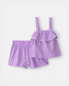 Baby Girl 2-Piece Ruffle Tank Top & Short Set - Purple, image 1 of 3 slides