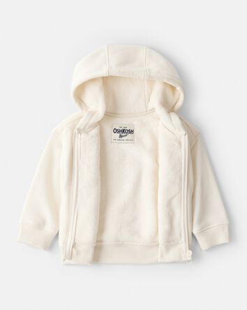 Baby Girl Hooded Zip-Up Jacket - Cream, 