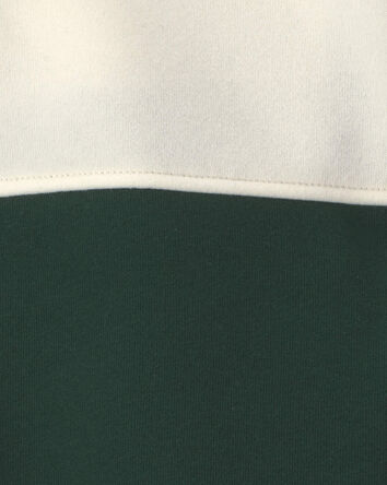 Boys Color Block Fleece Quarter-Zip Pullover Sweatshirt - Dark Green/Cream, 