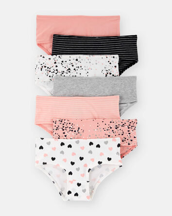 Tout-petit fille - Emballage de 7 culottes &agrave; motif c&oelig;ur &ndash; Orange/Noir, 
