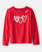 Girls Valentine Heart Long-Sleeve Graphic Tee - Red, image 1 of 4 slides