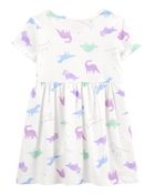 Toddler Girl Dinosaur Print Short-Sleeve Dress, image 2 of 4 slides