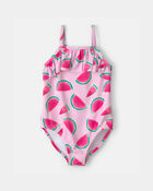 Toddler Girl Watermelon 1-Piece Swimsuit - Pink, image 1 of 4 slides