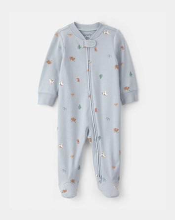 Baby Western 100% Cotton 2-Way Zip Sleeper - Blue, 