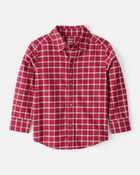 Toddler Boy Plaid Cotton Long-Sleeve Button-Down Shirt - Red, image 1 of 3 slides