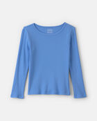 Girls Long-Sleeve Ribbed Top - Blue, image 1 of 3 slides