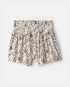 Girls Floral Smocked Crinkle Shorts - Ivory, image 2 of 4 slides