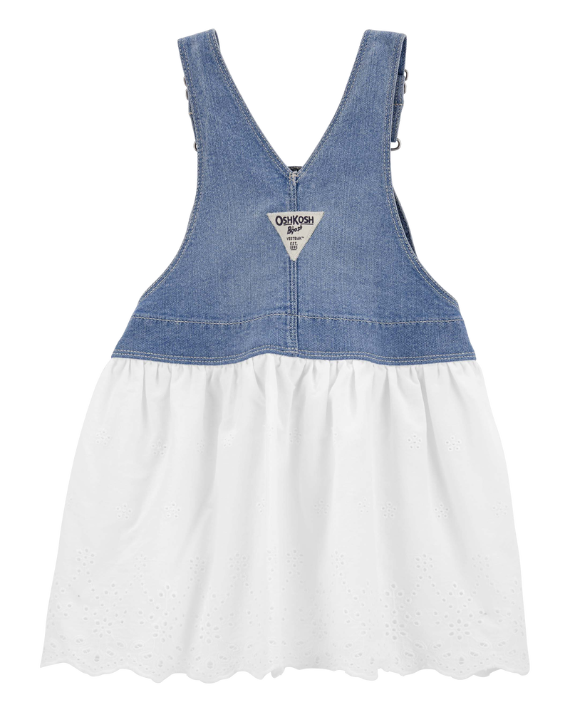 White Baby Eyelet Denim Jumper Dress Carter s Oshkosh Canada