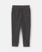 Toddler Girl Leopard Fleece Joggers - Black, image 1 of 4 slides