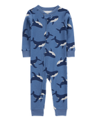Baby Boy Whale Print Snug Fit Cotton Footless 1-Piece Pyjamas - Navy, image 1 of 4 slides