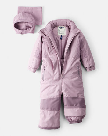 Bébé fille - Combinaison de neige 1 pièce pour fille avec bonnet et cache-cou en polaire
, 