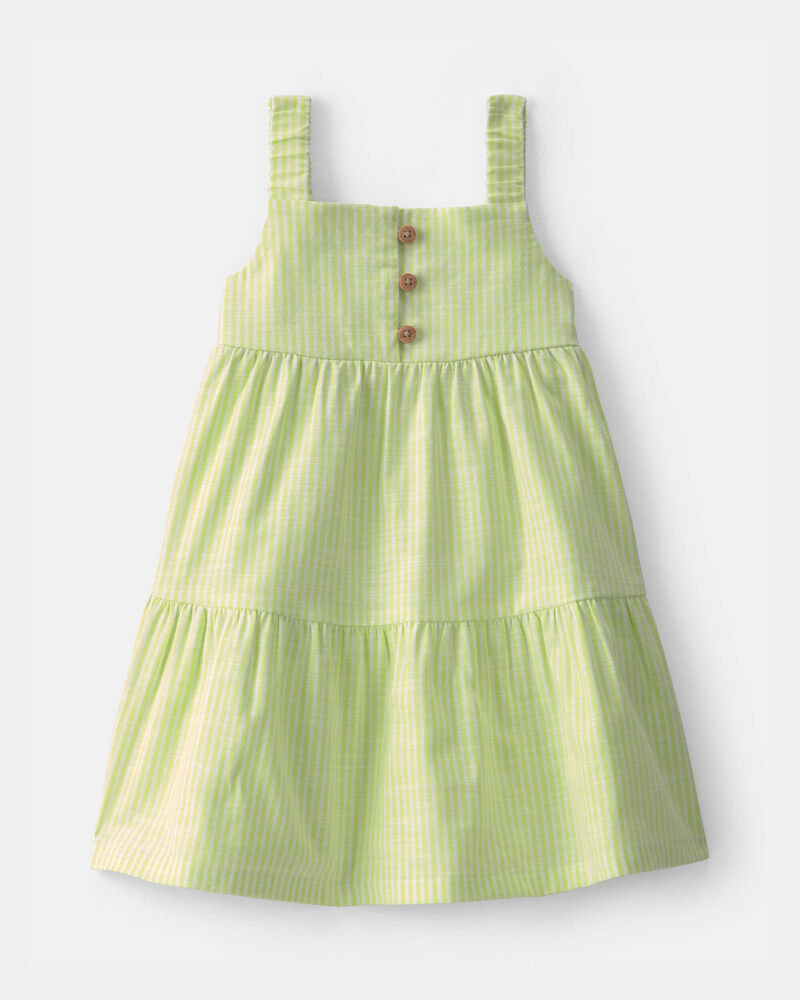 B&eacute;b&eacute; fille - Robe &agrave; &eacute;tages et rayures - Vert, image 1 sur 4 diapositives