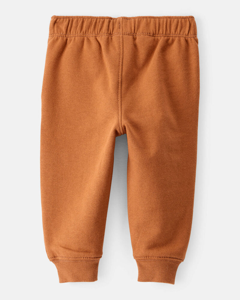 Baby Boy Solid Fleece Cotton Jogger - Brown, image 2 of 4 slides