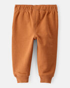 Baby Boy Solid Fleece Cotton Jogger - Brown, image 2 of 4 slides