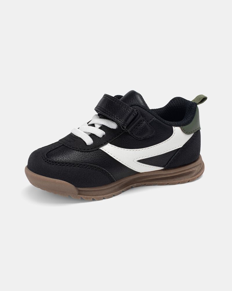 Toddler Boy Striped Sporty Sneakers - Black/White, image 6 of 7 slides