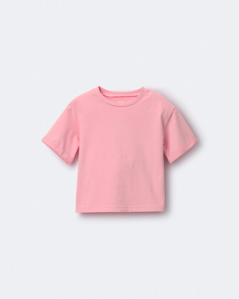 Toddler Girl Rolled Cuff Tee - Light Pink, image 2 of 5 slides