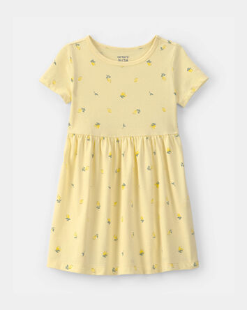 Tout-petit fille - Robe en tricot &agrave; motif de citrons - Jaune, 