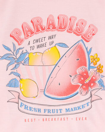 Girls 2-Piece Fruit Print Loose Fit Pyjamas, 