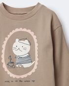 Toddler Girl Cocoa Cat Long-Sleeve Graphic Tee - Tan, image 6 of 6 slides