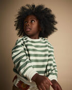 Toddler Otter Sweatshirt&trade; with Pockets in Stripes - Olive/Cream, image 3 of 5 slides