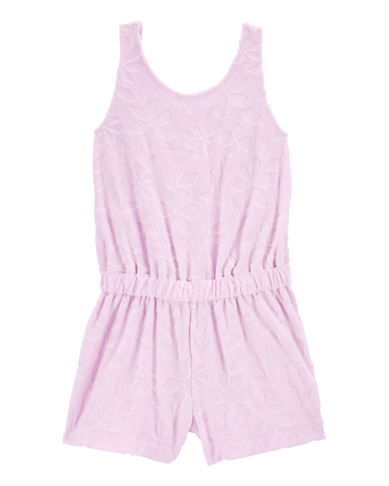 Kid Floral Terry Cloth Swimsuit Cover-up Romper - Pink, image 1 of 3 slides