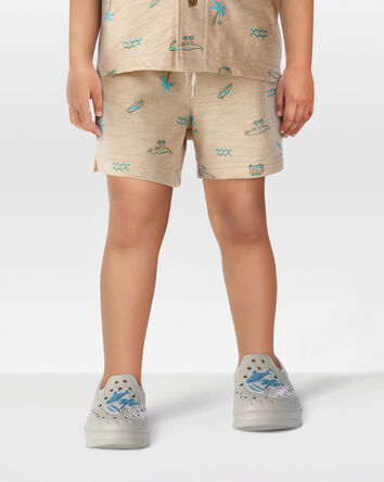 Toddler Beach Print Pull-On French Terry Shorts - Khaki, 