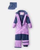Girls 1-Piece Taslan Snowsuit - Violet, image 3 of 7 slides