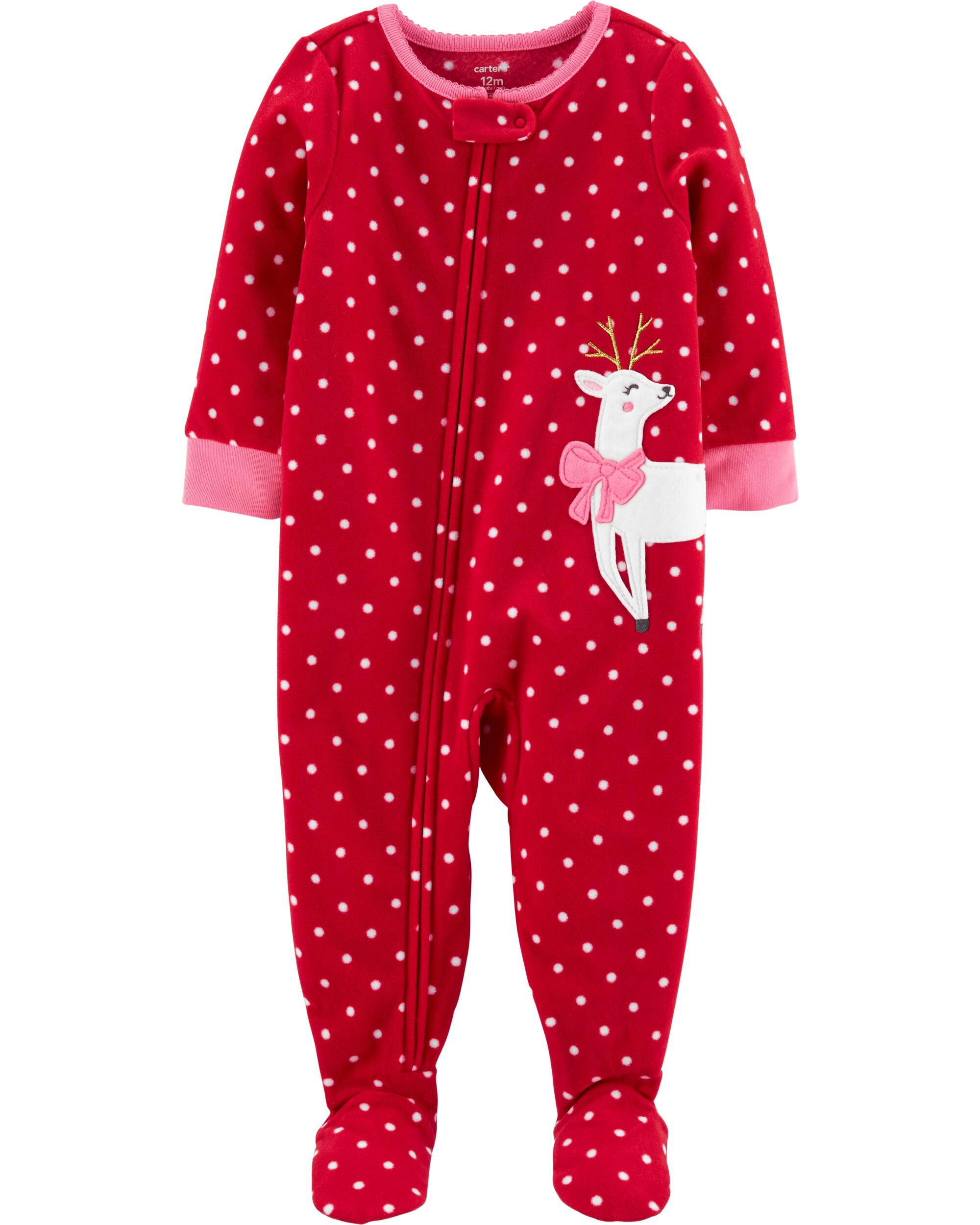 4T 1-Piece Christmas Reindeer Fleece PJs Red