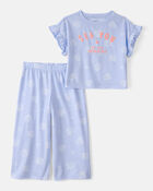 Toddler Girl Sea Shell Loose Fit 2-Piece Pajama Set - Blue, image 1 of 3 slides