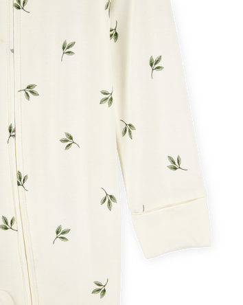 Baby Leaf Print Zip-Up PurelySoft Sleeper Pyjamas, 