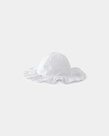 B&eacute;b&eacute; fille - Chapeau cloche en coton &agrave; motif pois suisse - Blanc, 