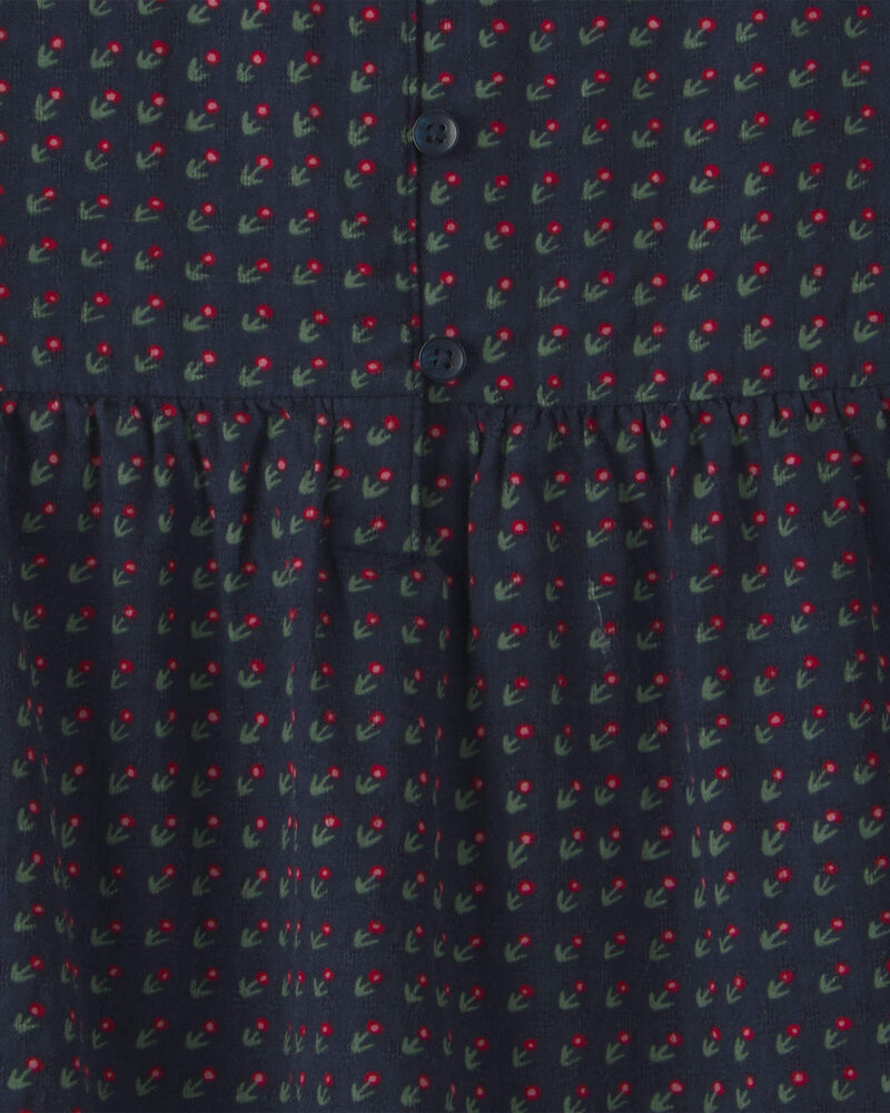 Girls Organic Cotton Dobby Dress in Navy Floral, image 4 of 5 slides
