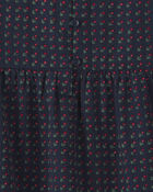 Girls Organic Cotton Dobby Dress in Navy Floral, image 4 of 5 slides