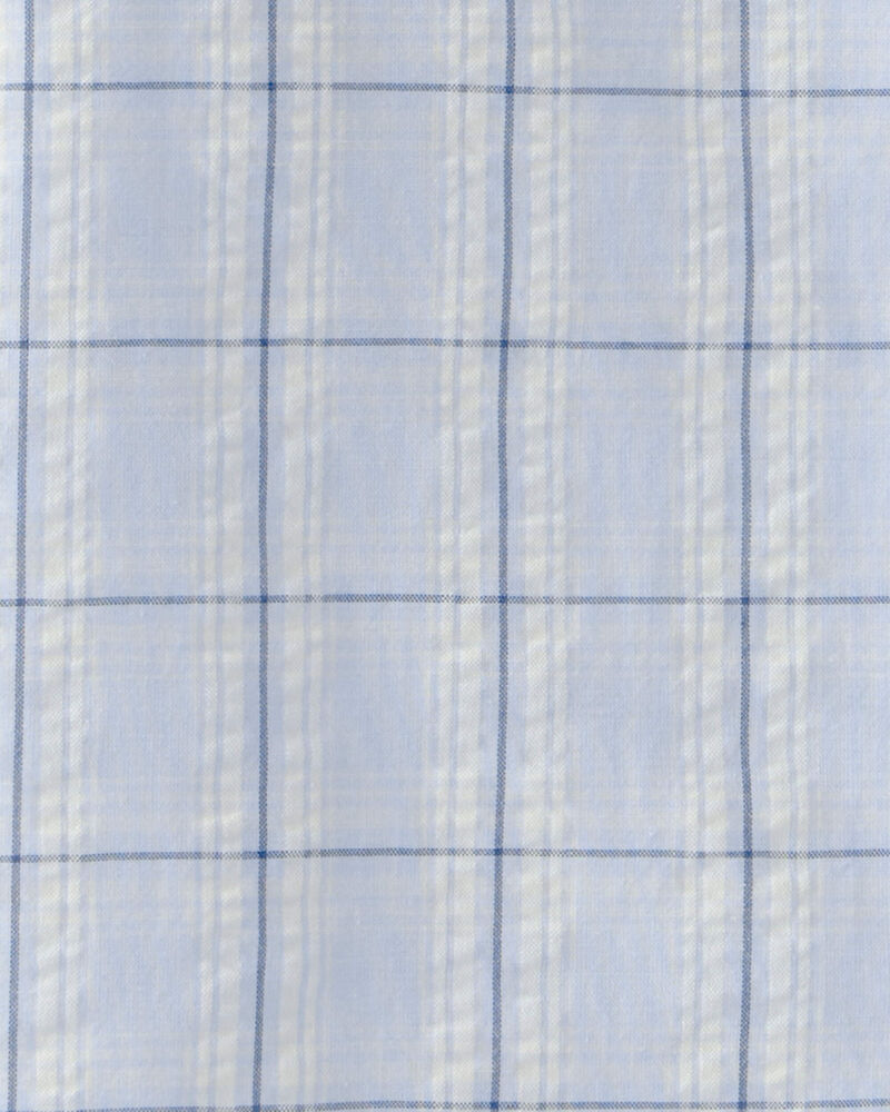 Boys Plaid Button-Down Shirt - Blue, image 2 of 3 slides