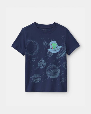 Tout-petit gar&ccedil;on - T-shirt &agrave; imprim&eacute; dinosaure de l&rsquo;espace - Bleu marine, 
