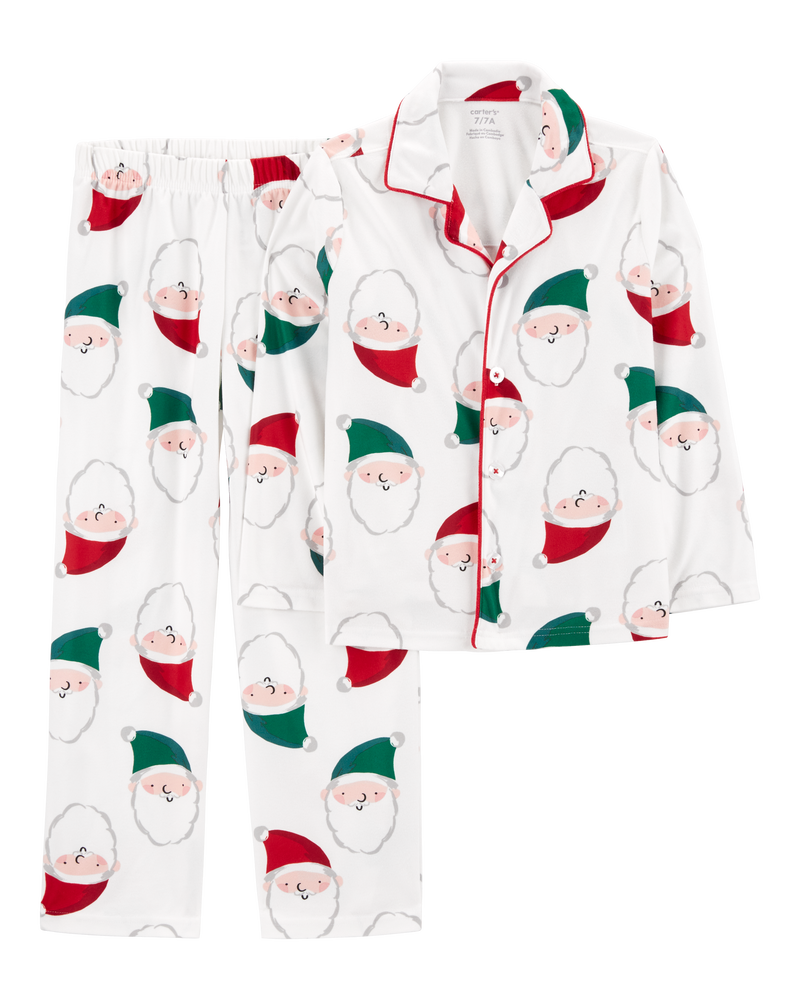 Kid 2 Piece Santa Fleece Coat Style Pyjamas