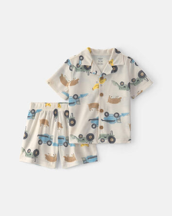 Toddler Boy 2-Piece Farm Short-Sleeve Pyjama Set, 