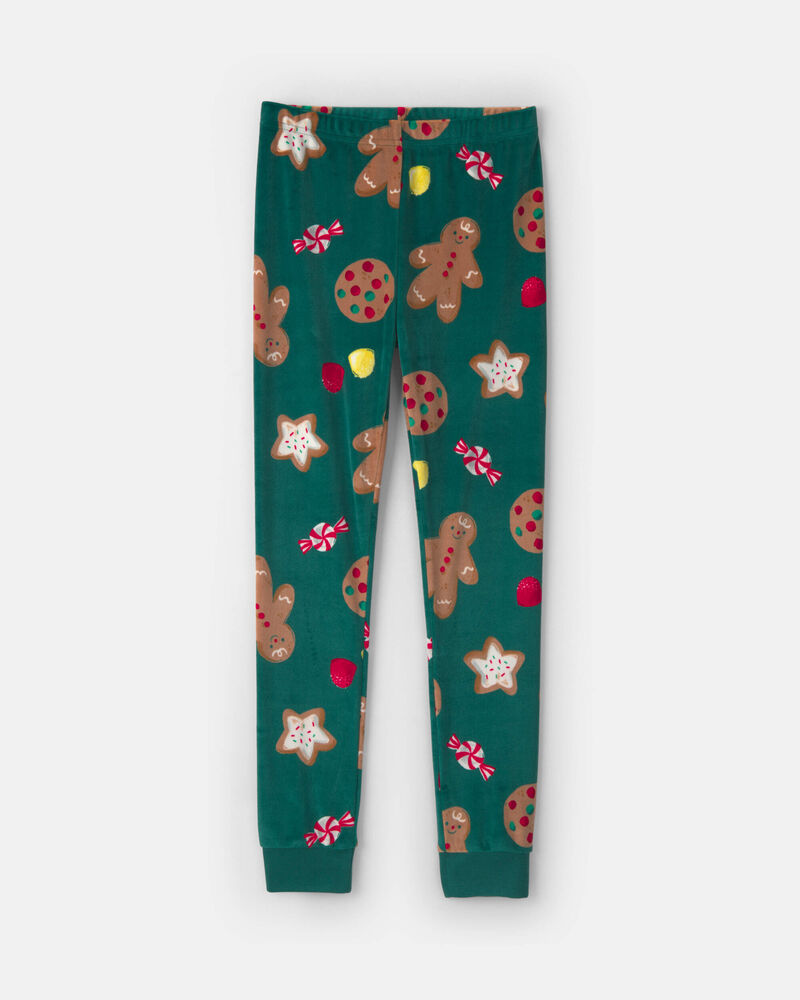Kids 2-Piece Christmas Gingerbread DreamPlush Snug Fit Pyjama Set - Green, image 2 of 4 slides