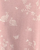 Baby Girl Organic Cotton Sleeper in Pink Bunnies Print, image 5 of 6 slides