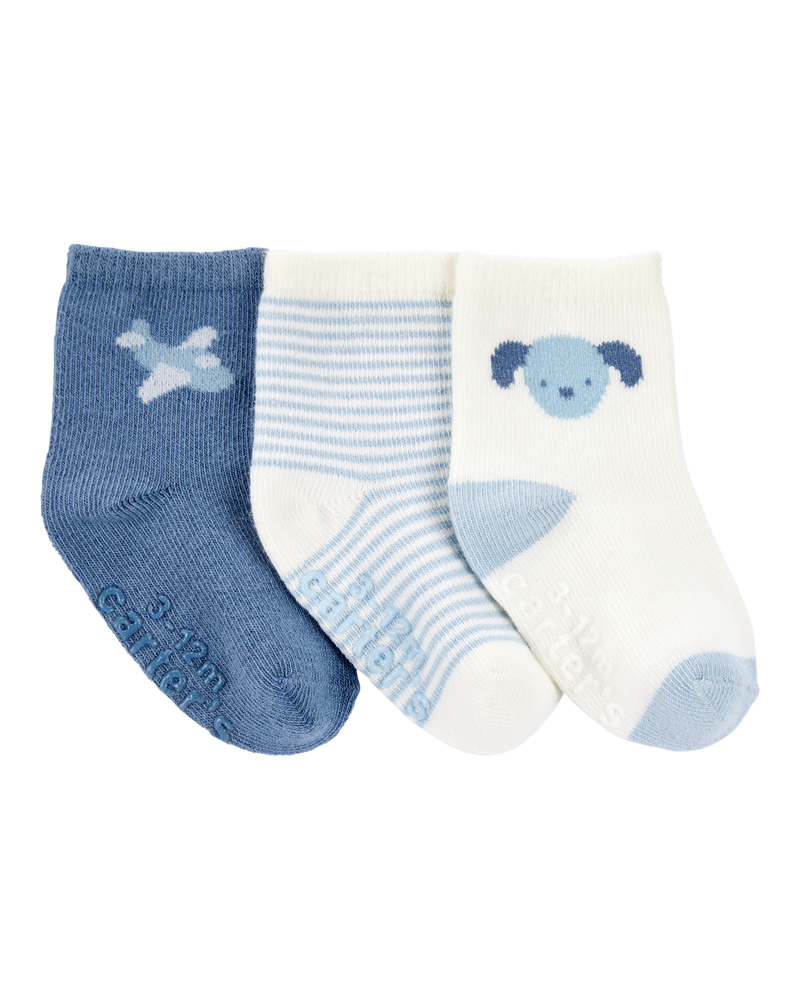 Baby 3-Pack Puppy Ankle Socks, image 1 of 2 slides