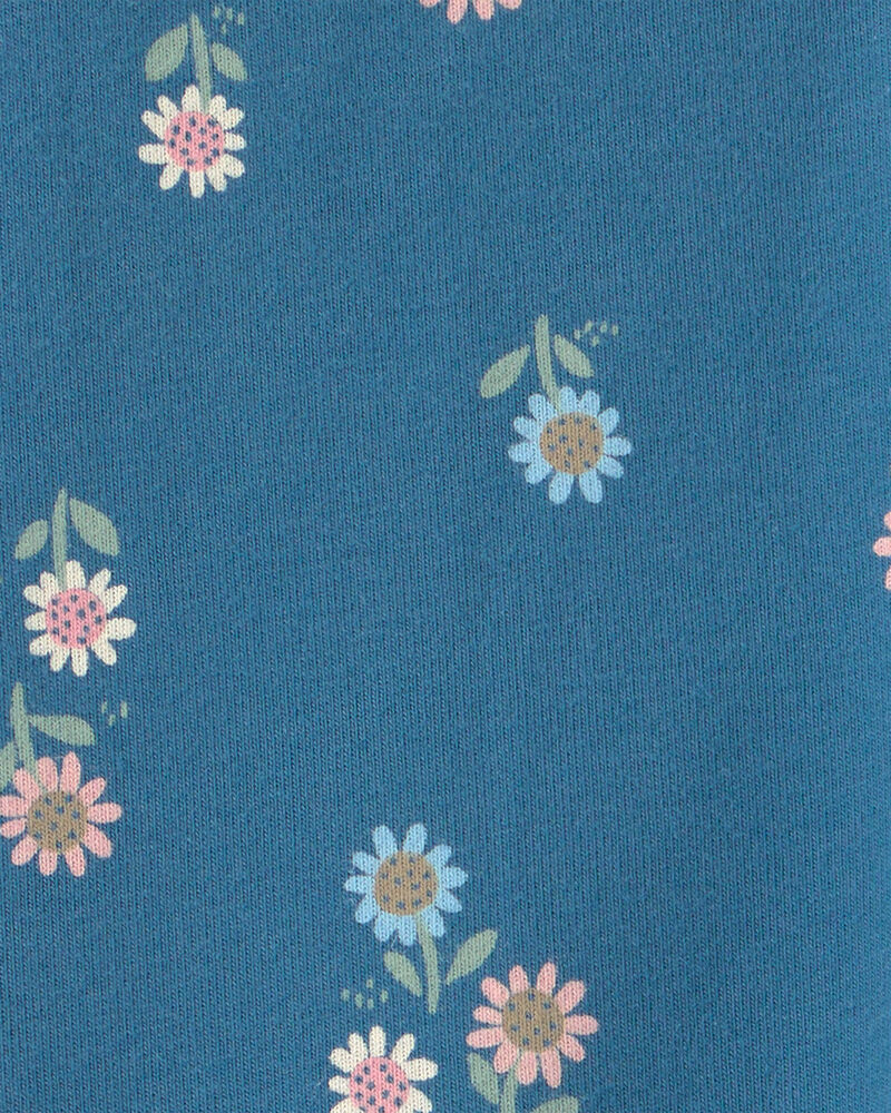 Baby Girl Floral Pull-On Stretch Leggings - Blue, image 3 of 4 slides