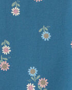 Baby Girl Floral Pull-On Stretch Leggings - Blue, image 3 of 4 slides