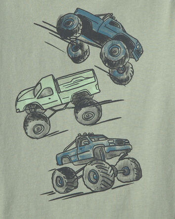 Tout-petit gar&ccedil;on - T-shirt manches longues &agrave; imprim&eacute; camions monstres - Vert, 