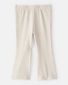 Baby Girl Rib Pull-On Stretch Flare Leggings - Cream, image 2 of 4 slides